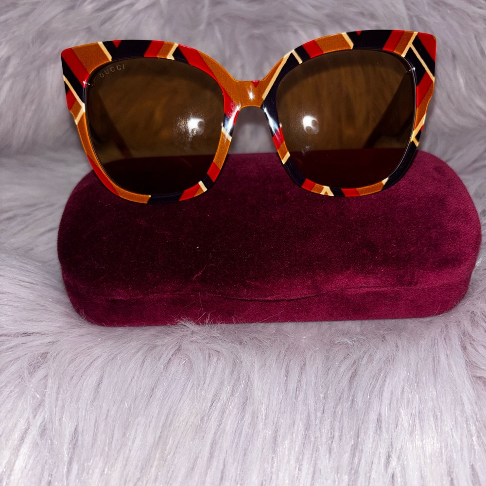 Gucci Women's Bold Orange and Black Sunglasses GG0059S